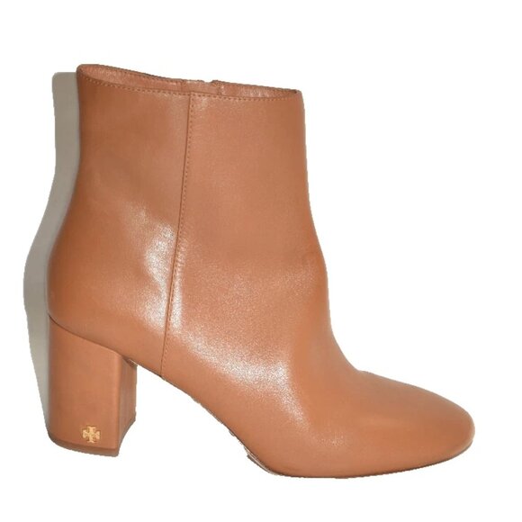 New! Tory Burch Brooke 70MM Bootie Calf Leather Tan Size 9.5 M DD493 SN 76839 - Picture 1 of 7